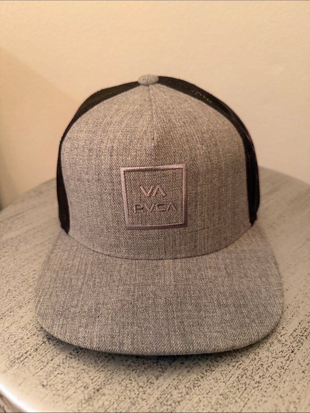 RVCA Gray Front Black Mesh Trucker Hat